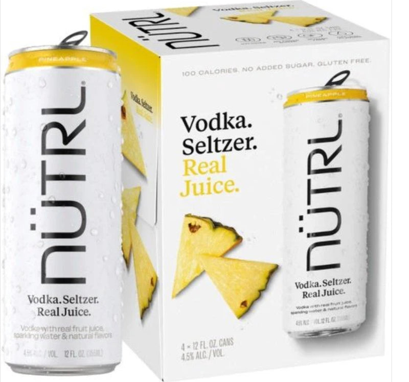 Nutrl Pineapple Vodka Seltzer 4PK 12OZ SE